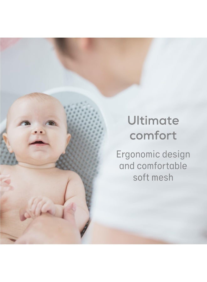 إتش بي إم واي دعامة حمام الطفل، حوض استحمام للأطفال حديثي الولادة مصنوع من السيليكون الناعم TPE، دعامة حمام مريحة للأطفال الرضع مع شبكة ناعمة الملمس، مثالية للأطفال أقل من 6 أشهر (رمادي) - Image 5